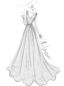 Simple Wedding Dress A Line V Neck Long Sleeves Lace Floor Length Bridal Gowns Free Customization