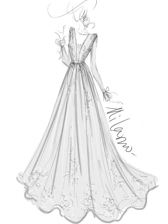 Simple Wedding Dress A Line V Neck Long Sleeves Lace Floor Length Bridal Gowns Free Customization