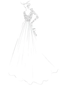 Simple Wedding Dress A Line V Neck Long Sleeve Floor Length Chiffon Lace Beach Wedding Dresses