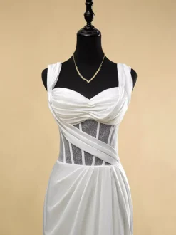 Simple Wedding Dress Ball Gown Sweetheart Neck Sleeveless Cut Out 20cm Bridal Dresses