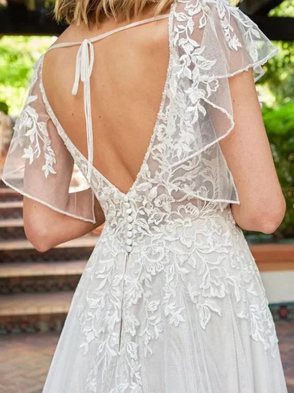 Simple Wedding Dress 2026 Lace V-Neck Sleeveless Lace A-Line Bridal Gowns Free Customization