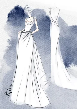 Simple Wedding Dress Mermaid Designed Neckline Sleeveless Pearls 60cm Bridal Dresses