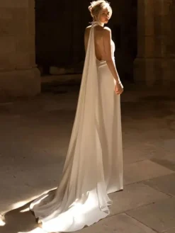 Simple Wedding Dress Mermaid V-Neck Sleeveless Bridal Dresses