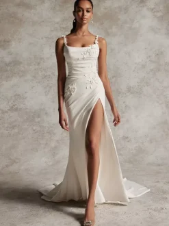 Simple Wedding Dress Mermaid Jewel Neck Sleeveless Applique Bridal Gowns