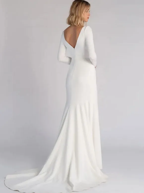 Simple Wedding Dress 2026 Mermaid Square Neck Long Sleeves Bridal Dresses Free Customization