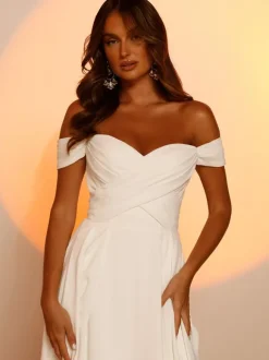 Simple Wedding Dress Satin Fabric Sweetheart Neck Sleeveless A-Line Bridal Gowns