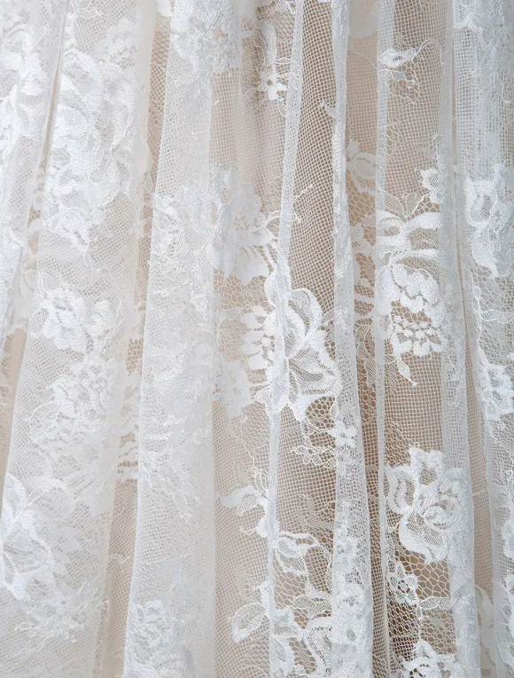 Simple Wedding Dress 2026 V Neck A Line Short Sleeve Deep V Backless Lace Bridal Gowns