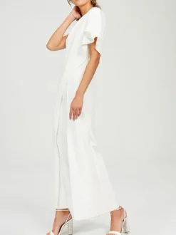 Simple Wedding Jumpsuits Ivory One Shoulder Culottes Bridal Dress