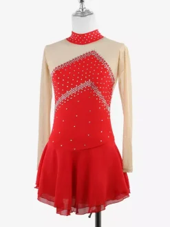 Skating Costume Girls Ladies Professional Figure Skating Competition Dresses Turtleneck Ballerina Outfits