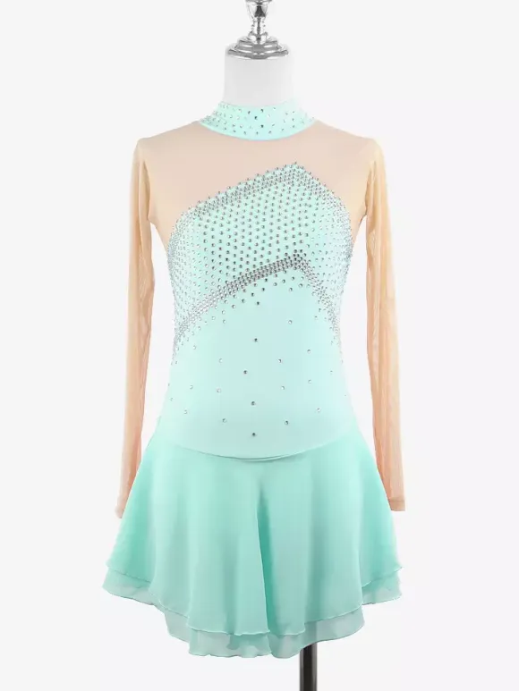 Skating Costume Girls Ladies Professional Figure Skating Competition Dresses Turtleneck Ballerina Outfits
