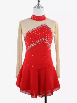 Skating Costume Girls Ladies Professional Figure Skating Competition Dresses Turtleneck Ballerina Outfits