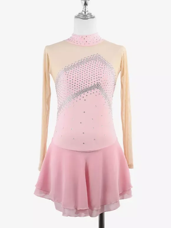 Skating Costume Girls Ladies Professional Figure Skating Competition Dresses Turtleneck Ballerina Outfits