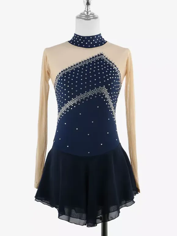 Skating Costume Girls Ladies Professional Figure Skating Competition Dresses Turtleneck Ballerina Outfits