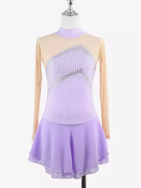 Skating Costume Girls Ladies Professional Figure Skating Competition Dresses Turtleneck Ballerina Outfits