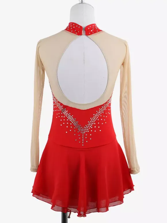 Skating Costume Girls Ladies Professional Figure Skating Competition Dresses Turtleneck Ballerina Outfits