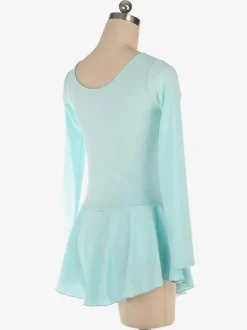 Skating Dress Aqua Polyester Bodycon Long Sleeves Dance Costumes