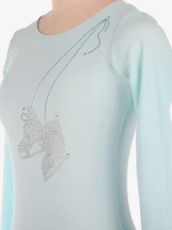 Skating Dress Aqua Polyester Bodycon Long Sleeves Dance Costumes