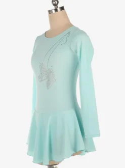 Skating Dress Aqua Polyester Bodycon Long Sleeves Dance Costumes