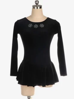 Skating Dress Black Korean Velvet Long Sleeves Dance Costumes