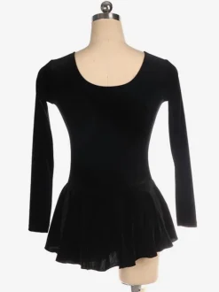 Skating Dress Black Korean Velvet Long Sleeves Dance Costumes