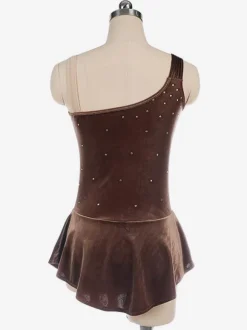 Skating Dress Coffee Brown Korean Velvet Dance Costumes