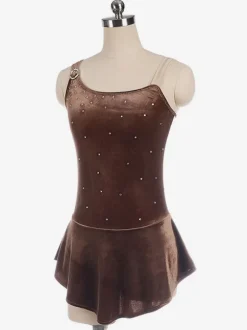 Skating Dress Coffee Brown Korean Velvet Dance Costumes