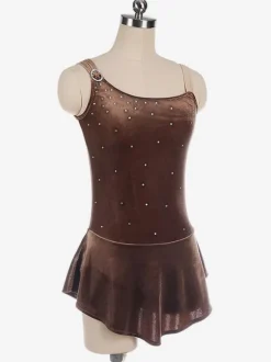 Skating Dress Coffee Brown Korean Velvet Dance Costumes