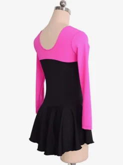 Skating Dress Rose Polyester Long Sleeves Two-Tone Dance Costumes