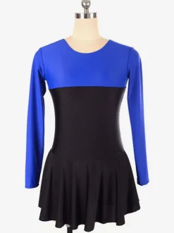 Skating Dress Rose Polyester Long Sleeves Two-Tone Dance Costumes
