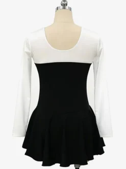Skating Dress Rose Polyester Long Sleeves Two-Tone Dance Costumes