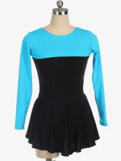 Skating Dress Rose Polyester Long Sleeves Two-Tone Dance Costumes