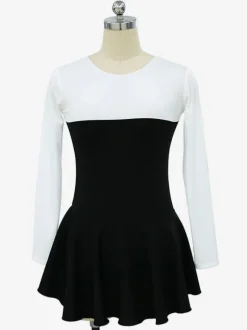 Skating Dress Rose Polyester Long Sleeves Two-Tone Dance Costumes