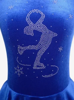 Skating Dress Royal Blue Velvet Beading Pleated Dance Costumes