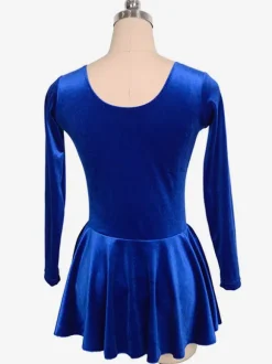 Skating Dress Royal Blue Velvet Beading Pleated Dance Costumes
