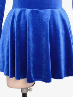 Skating Dress Royal Blue Velvet Beading Pleated Dance Costumes