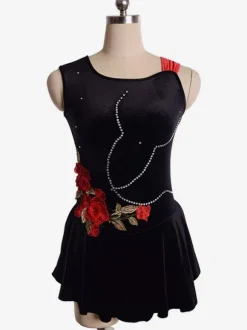 Skating Dress Black Korean Velvet Dance Costumes