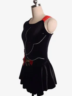 Skating Dress Black Korean Velvet Dance Costumes