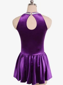Skating Dress Purple Korean Velvet Two-Tone Dance Costumes