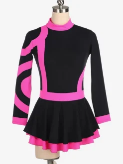 Skating Dress Rose Korean Velvet Stripes Dance Costumes