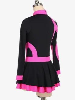 Skating Dress Rose Korean Velvet Stripes Dance Costumes