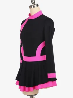 Skating Dress Rose Korean Velvet Stripes Dance Costumes