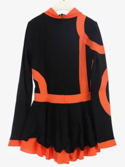 Skating Dress Rose Korean Velvet Stripes Dance Costumes