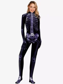 Skeleton Jumpsuit Full-Body Costume Prints For Adults