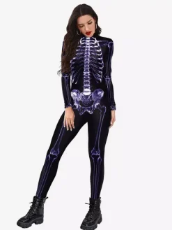 Skeleton Jumpsuit Full-Body Costume Prints For Adults
