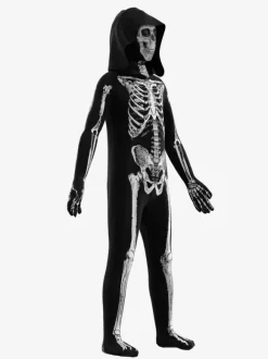 Skeleton Bodysuit Full-Body Costume With Hood For Kids And Adults 3D Bone Print Tight Outfit