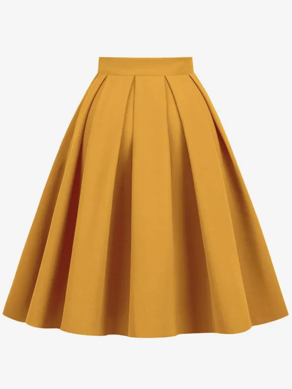 Skirt For Women Dark Navy Pleated Raised Waist Layered Women Bottoms