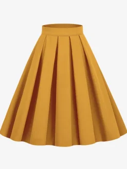 Skirt For Women Dark Navy Pleated Raised Waist Layered Women Bottoms