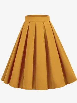 Skirt For Women Dark Navy Pleated Raised Waist Layered Women Bottoms