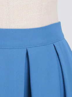 Skirt For Women Dark Navy Pleated Raised Waist Layered Women Bottoms
