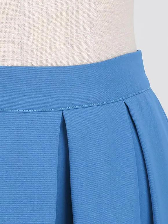 Skirt For Women Dark Navy Pleated Raised Waist Layered Women Bottoms
